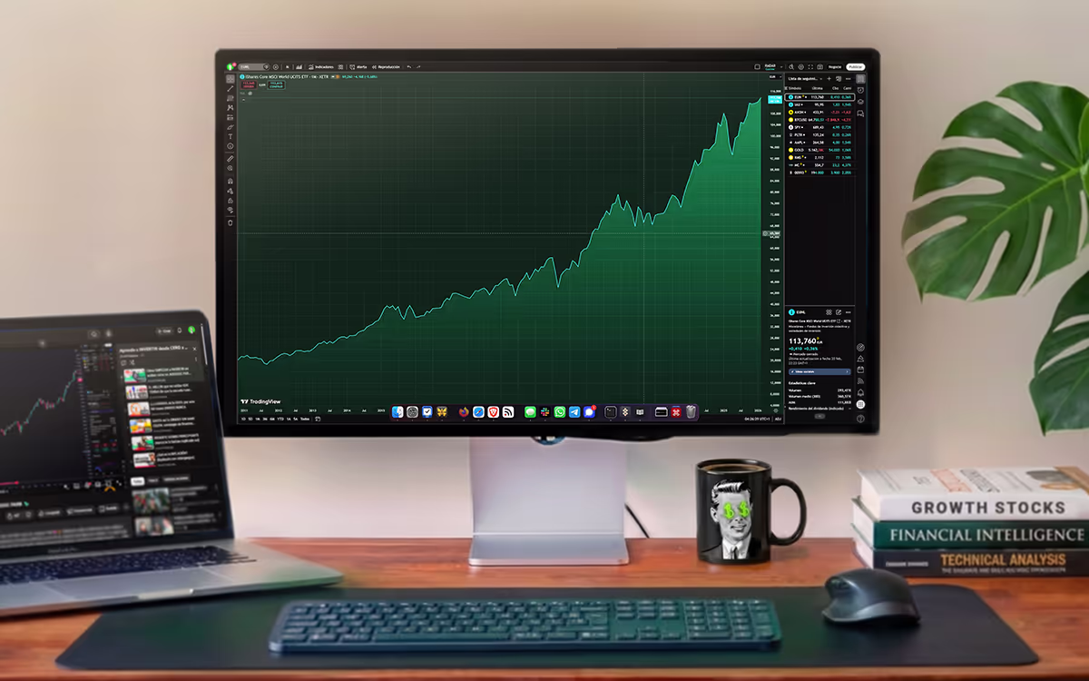 Pantalla de trading con gráficos de bolsa - Curso invertir en bolsa desde cero